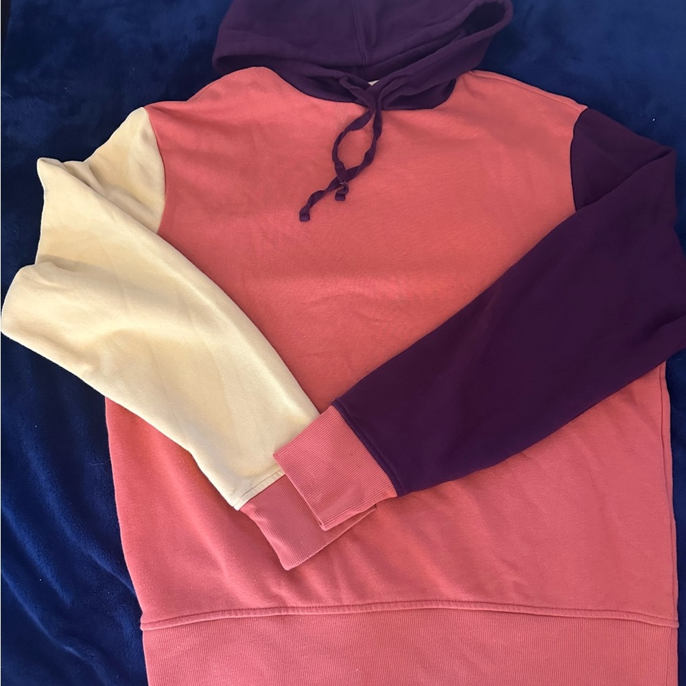 Sun + Stone Colorblock Hoodie with Orange, Yellow and Maroon Men’s Small